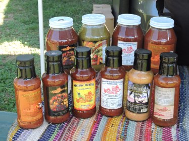 Doug brings a wide variety of sauces to each market.